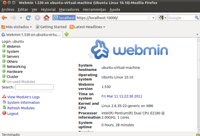 Página inicial de webmin.