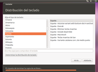 Pantalla donde se indica el teclado del sistema.