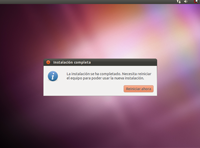 Mensaje que indica que la instalación se ha realizado correctamente.