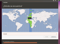 Pantalla donde se indica la zona horaria.