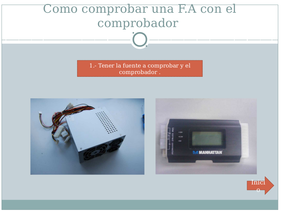 Ilustración de Portada de Presentación Como utilizar un Comprobador de Fuente de alimentación