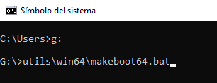 Ejecucion makeboot con cmd