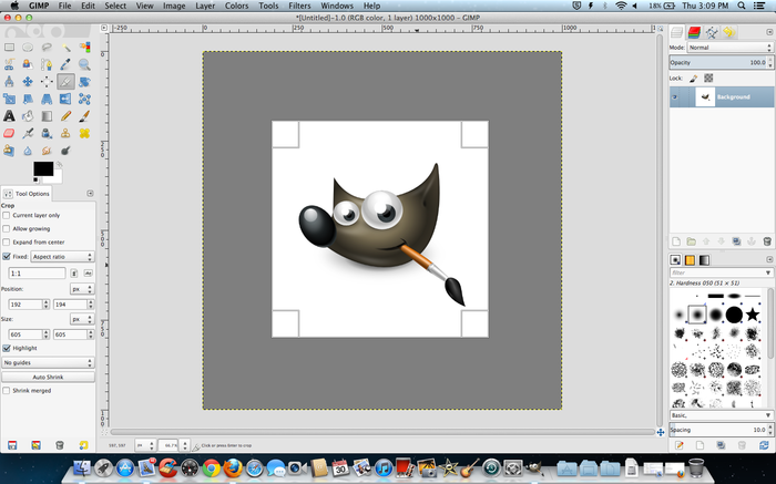 En esta captura vemos la mascota del programa de análisis de imágenes  que corre tanto en Linux como en Windows y que permite hacer un tratamiento de las imágenes casi profesional.