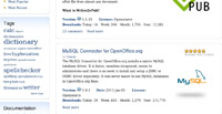 La imagen nos indica el sitio de descarga de la  extensión de Open Office para acceder a las bases de datos MySQL. 