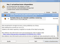 Es eta captura se ve que el sistema pide la instalación de dos actualizaciones.
