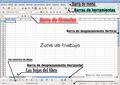 Localización de cada una de las barras en la zona de trabajo de Open Office Calc.