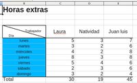 En esta captura se puede ver un formato simple creado par introducir datos en forma de tabla y la casilla primera tiene leyendas para las cabeceras de filas y de columnas que no pertenecen al formato aunque la barra diagonal si es del formato. 
