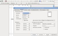  En la imagen se ve la ventana de dialogo formato página desde la que puedes modificar:  El tamaño y la orientación del papel;  Los bordes, fondo, encabezamiento y pie de página; En la pestaña Hoja puedes  definir el modo en que la hoja de cálculo se pasa al papel: de izquierda a derecha  o de arriba a bajo.