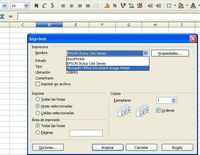 En la imagen se muestra un ordenador en el que se ha instalado una impresora normal Una Epson C66 y también tiene instalada una impresora virtual como es la DocuPrinter.
