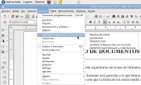 En esta captura puedes ver desplegadas todas las opciones del menú formato y marcada la opción cambiar mayúsculas por minúsculas.  