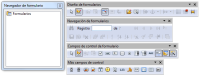 Barras de Herramientas de Formularios. Captura de pantalla con las barras de herramientas de Writer relacionadas con los Formularios.