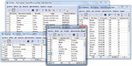 Composición en la que se pueden ver las tablas de la base de datos Mi_Empresa con sus filas y sus columnas.