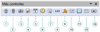 Barra de herramientas Mas Controles con los botones etiquetados con números.