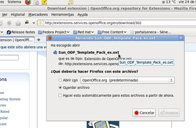 En esta imagen se recuerda la carga de la extensión de plantillas para la suite Ofimática Open Office.