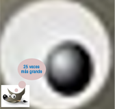 En esta composición se puede ver el símbolo del Gimp en lo que se convierte cuando se amplia 25 veces.