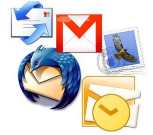 Ilustración que muestra iconos de aplicaciones de gestores de correo electrónico.