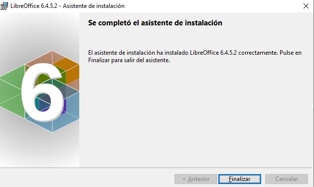 Ilustración en donde se muestra un mensaje indicando que la instalación ha terminado.