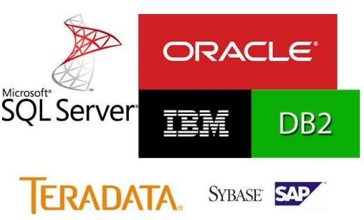 Ilustración en donde se muestran logos de aplicaciones de base de datos.