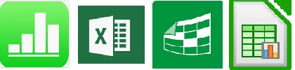 Ilustración donde se muestra varios logos de aplicaciones de aplicaciones de hojas de calculo.