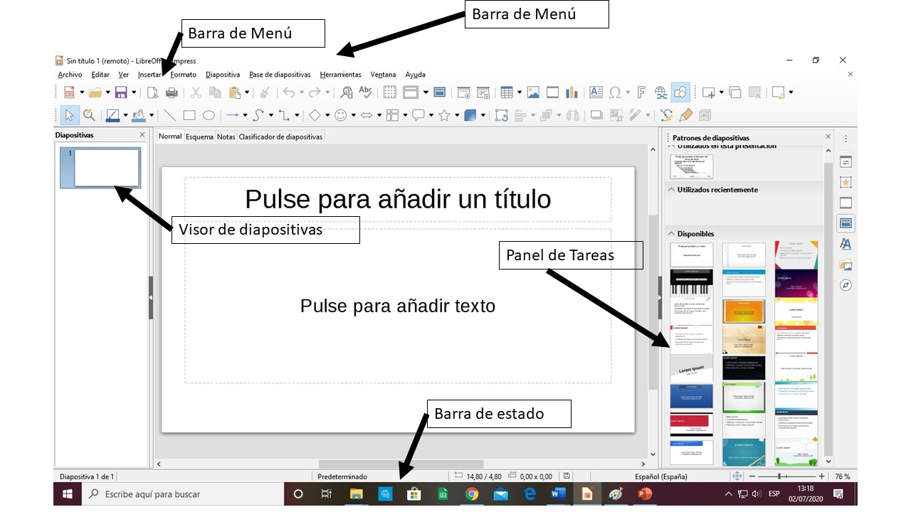 Imagen que muestra las diferentes partes del entorno.