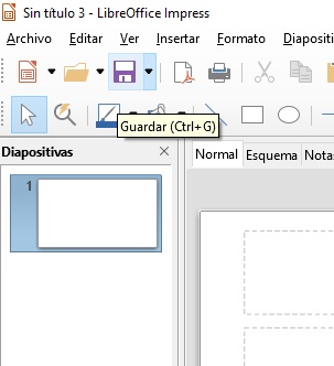 Imagen que muestra la opción Guardar de la barra de menús.