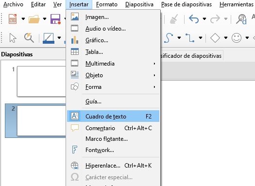 Imagen que muestra opciones la opción cuadro de texto.