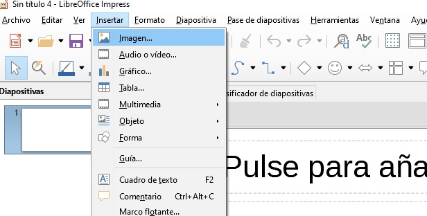 Imagen que muestra la opción de insertar imagen.