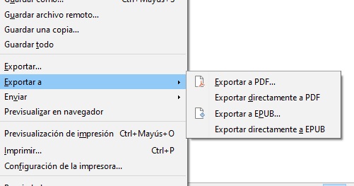 Imagen que muestra la opción Exportar.