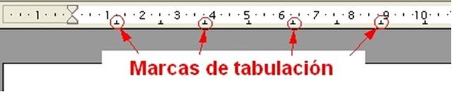 Imagen que muestra las marcas de tabulación.
