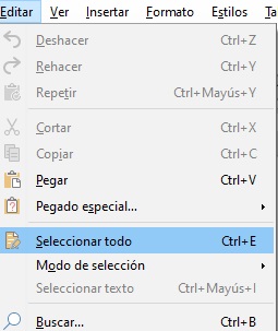 Imagen que muestra la opción Seleccionar texto.