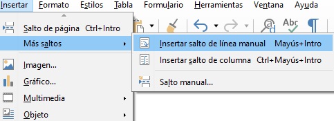 Imagen que muestra la opción salto de página