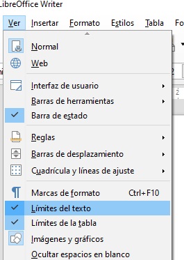 Imagen que muestra la opción activar límites de texto.
