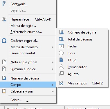 Imagen que muestra la opción campos.