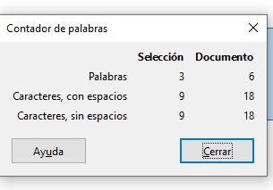 Imagen que muestra la ventana contador de palabras.