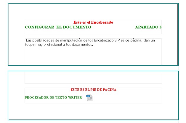 Imagen que muestra la situación del encabezado y pie de página