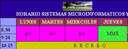 Imagen que muestra un horario.