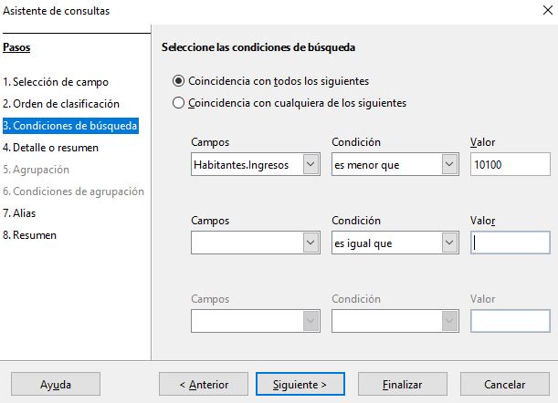 Imagen que muestra las condiciones de búsqueda.