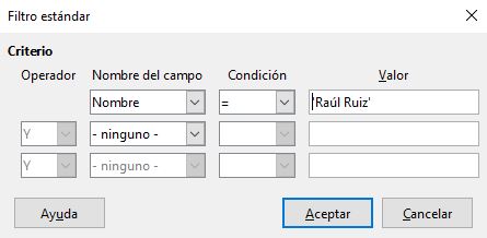 Imagen que muestra la ventana cuando se pulsa la opción Filtro personalizado.