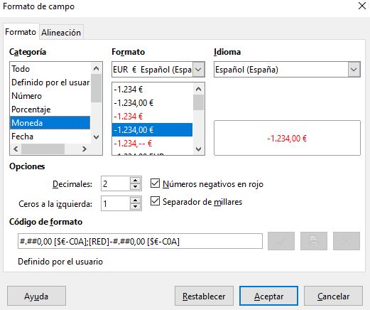 Imagen que muestra la ventana para mostrar la opción de aplicar Forrato a la columna seleccionada.