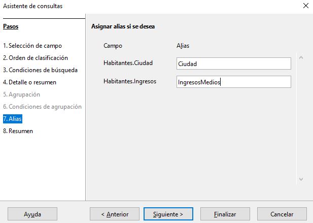 Imagen que muestra cómo asignar el alias ingresosMedios.