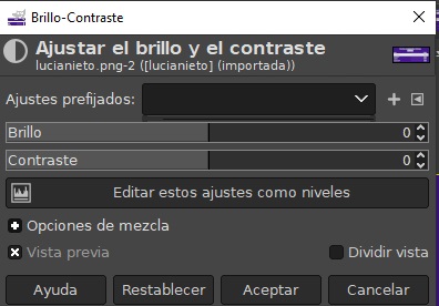 Ajustes de brillo y contraste. Imagen que muestra la ventana para ajustar el brillo y el contraste.