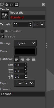 Opciones a aplicar sobre los textos. Ilustración que muestra las opciones para configurar los textos.