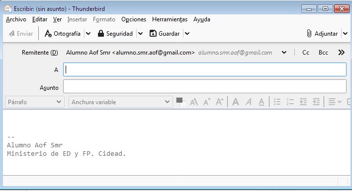 Ilustración que muestra el contenido de un mensaje en donde aparece la firma incluida de forma automática.