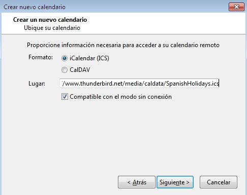 Ilustración que muestra la configuración de un calendario ubicado en la red.
