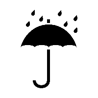 Dibujo de un paraguas y con unas gotas de lluvia callendo.