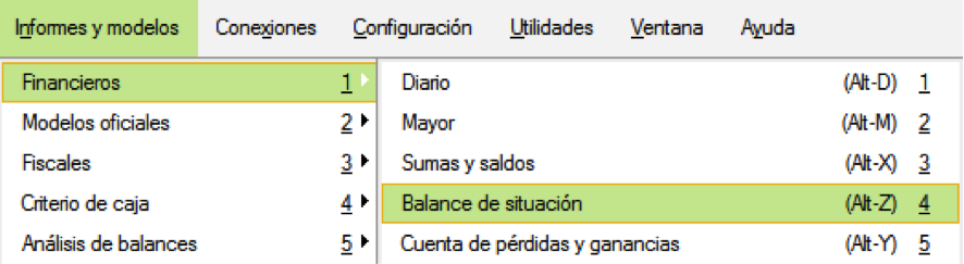Imagen que nos presenta el programa de contabilidad al solicitar el balance.