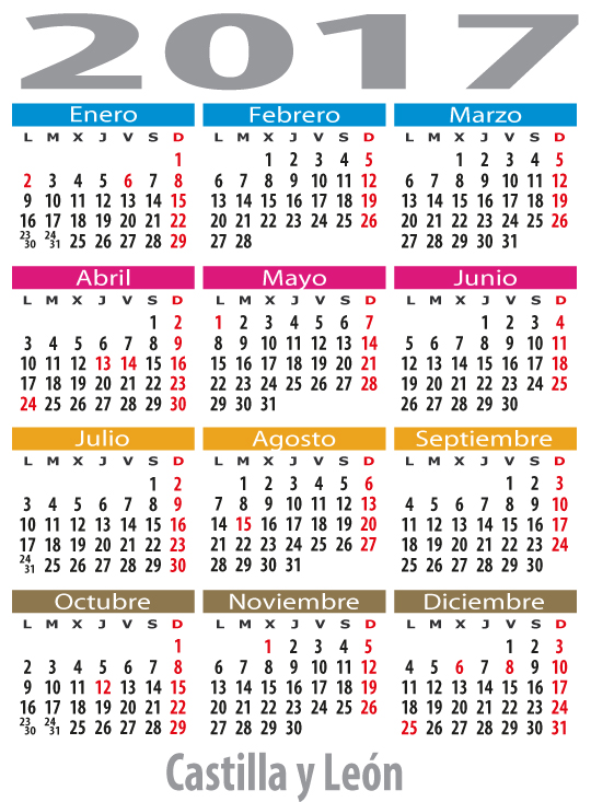 Ejemplo de un calendario laboral 2017.