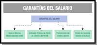 El salario está garantizado legalmente por las siguientes normas: salario mínimo interprofesional, indicador público de renta de efectos múltiples, preferencias del crédito salarial y el Fondo de Garantía Salarial.