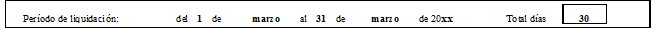 Encabezado de la nómina cumplimentado con los datos de la empresa y del trabajador.