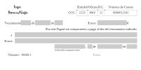 Modelo de pagaré elaborado con Hoja de Cálculo. En el cual aparece impreso el logo de la entidad financiera y los códigos de la cuenta corriente en la que se cargará su pago. Los datos a escribir en el mismo son: vencimiento del mismo; importe del pararé, en números y letra; la persona o entidad que cobrará su importe; la fecha en que se emite; y las firmas de los ordenantes.